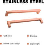 10 Pack Cabinet Handles 8 Inch Brushed Copper Square Cabinet Pulls Copper Dresser Drawer Handles Modern Stainless Steel Kitchen Cabinet Hardware Cupboard Handles