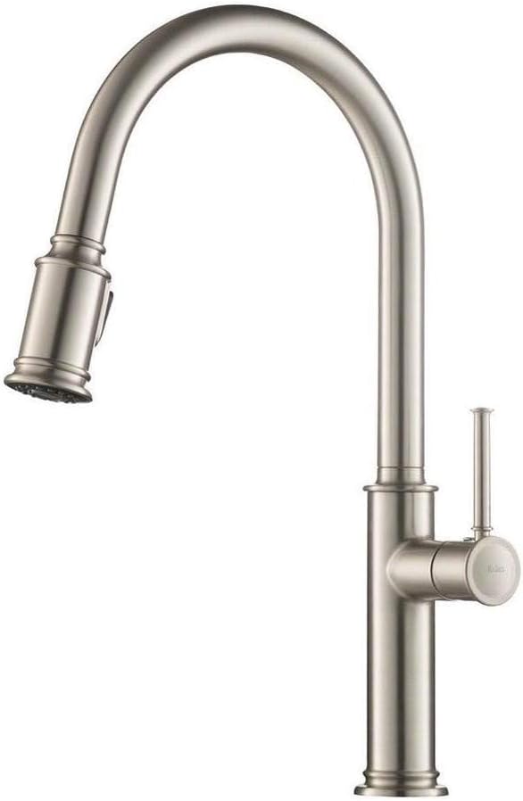 KRAUS Sellette Single Handle Spot Free Stainless Steel Pull-Down Kitchen Faucet with Deck Plate, KPF-1680SFS