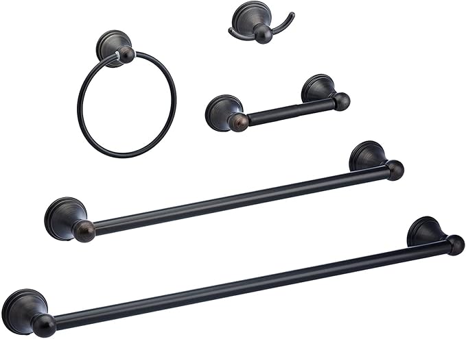 Amazon Basics AB-BR817-OR Variety Pack Modern Bathroom Accessories Towel Holder, 5 Piece, Oil Rubbed Bronze