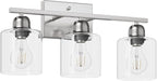 Modern Brushed Nickel 3 Light 19 inch Vanity Lights for Bathroom with Clear Glass, Bathroom Lighting Fixtures Over Mirror for Mirror Kitchen Living Room Hallway Cabinet Porch
