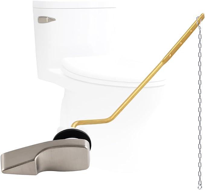 Universal Side Mount Metal Toilet Handle Replacement Kit Compatible with American Standard/Mansfield/Gerber/TOTO/Kohler Toilet, Toilet Tank Flusher Lever with Flapper Chain, Brushed Nickel