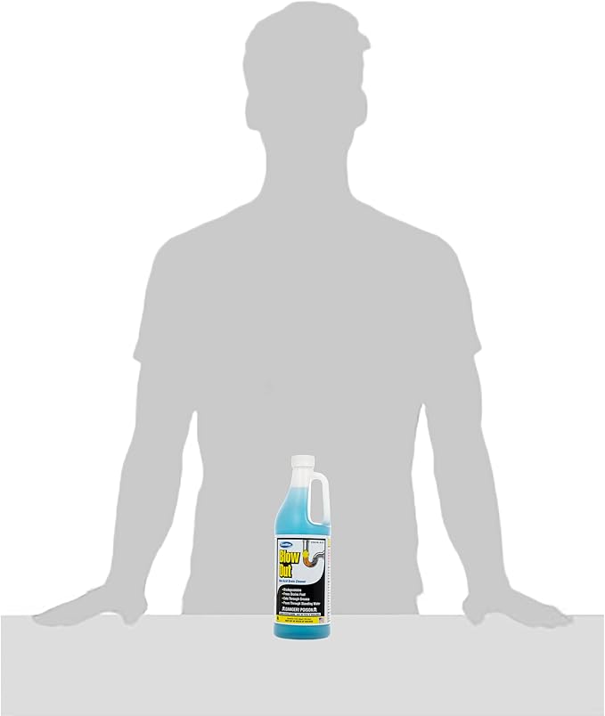 ComStar Blow Out, Non-Acid Liquid Drain Cleaner, Industrial Strength Formula for Fast Unclogging, Dissolves Hair Grease Soap & Organic Build-Up, Safe for Pipes, Septic, Porcelain, 1 Quart (30-475)