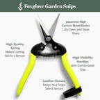 Foxglove Garden Scissors – Professional Pruning Shears for Gardening, Ultra-Sharp Garden Shears with Japanese SK5 Steel Blades, Ergonomic Gardening Shears & Garden Clippers for Flowers and Plants