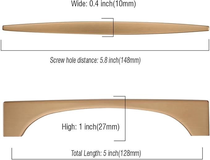 Asidrama 10 Pack 5 Inch(128mm) Champagne Bronze Kitchen Cabinet Handles, Cabinet Pulls Kitchen Cabinet Hardware for Cupboard Drawer Pulls