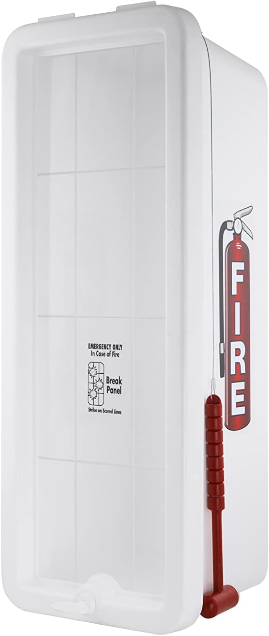 Fire Extinguisher Cabinet Fire Extinguisher Box Outdoor Fire Cabinet Mounted Fire Extinguisher Cabinet Fire Extinguisher Cover (White with Hammer Attachment, Rx350, Plastic, 5 Pounds, 1, AKA1)