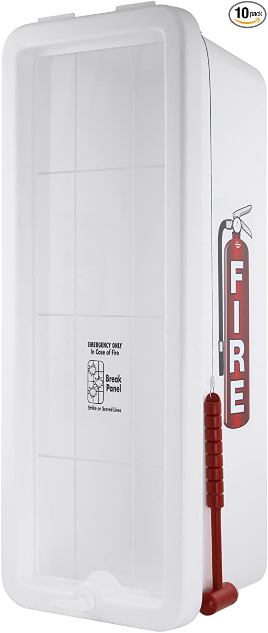 Fire Extinguisher Cabinet Fire Extinguisher Box Outdoor Fire Cabinet Mounted Fire Extinguisher Cabinet Fire Extinguisher Cover (White with Hammer Attachment, Rx350, Plastic, 10 Pounds, 10, AKA1)