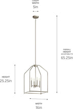 Kichler Madden 25.5" 4 Light Pendant in Brushed Nickel, Soft Modern Fixture, for an Entryway, Breakfast Nook, Laundry Room, (25.5" x 16"), 52722NI