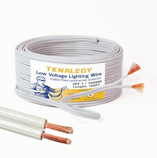 Low Voltage Landscape Lighting Cable 18/2 SPT-1W Bulk Lamp Cord 300-Volt 18-Gauge 100-feet Spool White UL Listed