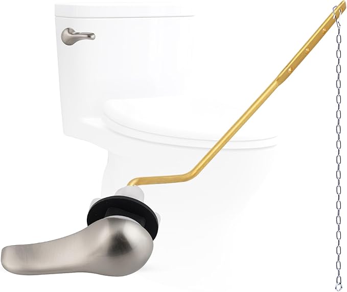 Hygie Rinse Metal Toilet Handle Replacement Kit Universal Side Mount Fit, Toilet Lever Compatible with American Standard/Glacier Bay/Gerber, Toilet Flush Handle with Flapper Chain, Brushed Nickel