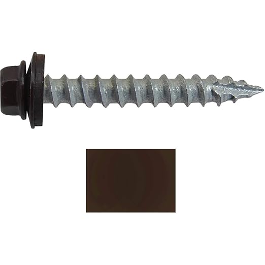 #14 Metal ROOFING SCREWS: (250) Screws x 1-1/2" DARK BROWN Hex Washer Head Sheet Metal Roof Screw. Self starting/tapping EPDM washer. Colored head for corrugated roofing