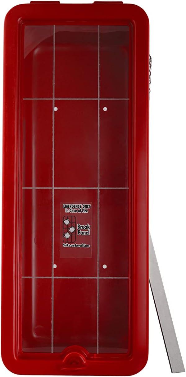 Fire Extinguisher Box - Outdoor Mounted Cabinet Cover (Red, Rx350, Plastic, 10 Lbs, 5 Pack) with Breaker Bar Attachment, AKA1