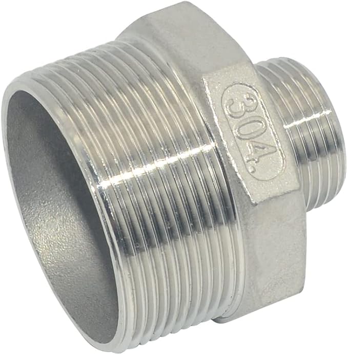 2" x 1" Male Threaded Reducing Nipple Fitting/Adapter,Stainless Steel SS304 NPT Pipe Hex Reducer