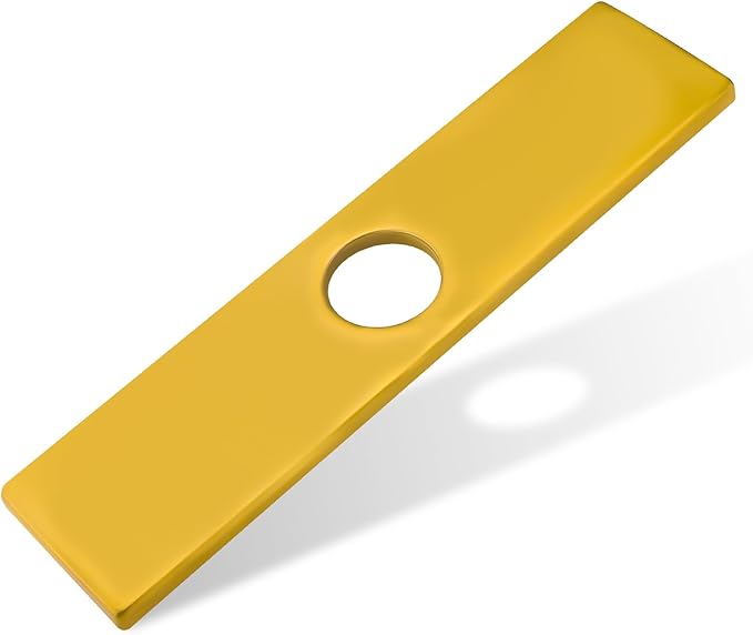 10 Inch Faucet Plate, Sink Hole Cover for 1 or 3 Hole Kitchen or Bathroom Faucets Long Rectangle Plate Escutcheon, Stainless Steel, Brushed Gold