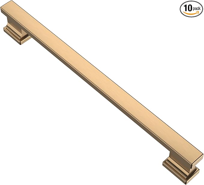 Alzassbg 10 Pack Champagne Bronze Cabinet Pulls, 7-1/2 Inch(192mm) Hole Centers Kitchen Cabinet Handles for Cabinets and Drawers AL3061TGP
