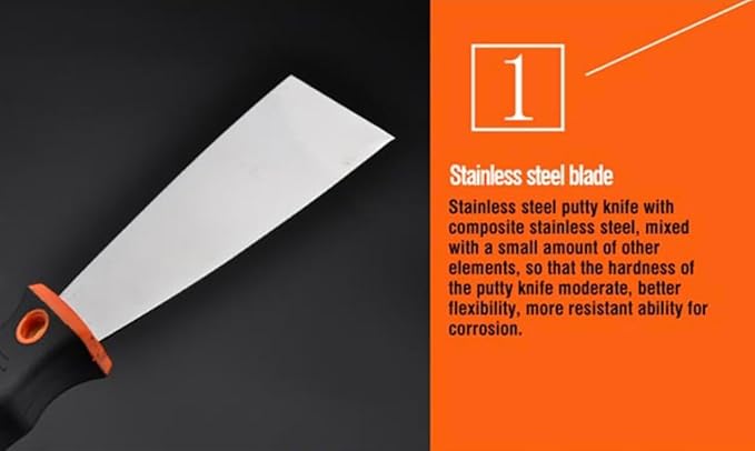 Edward Tools Pro Putty Knife 5 Piece Set - 1”-5” Heavy Duty Stainless Steel Scraper Knives with Ergo Grip Handle and Steel Striking Butt - Tool for Scraping, Wallpaper, Spackle, Spreader, Taping Knife