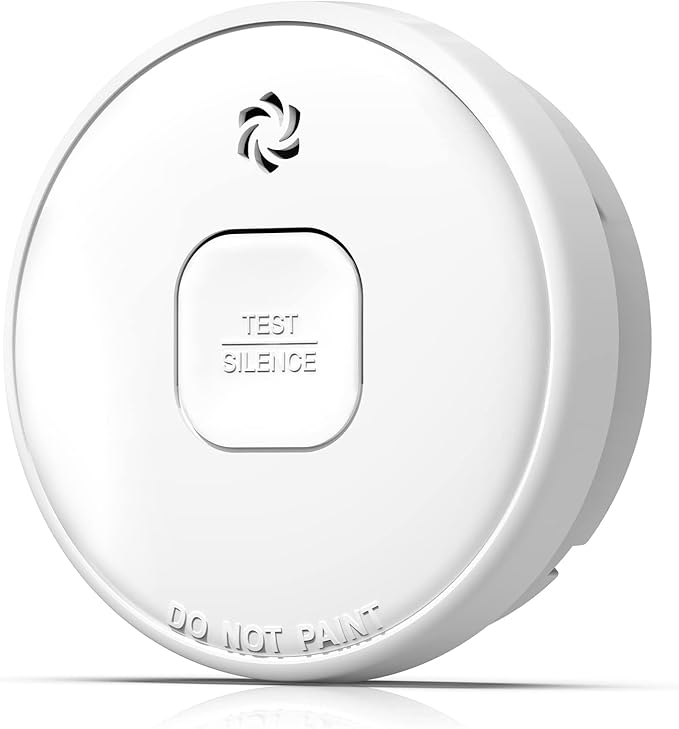 Smoke Detector, 10-Year Smoke Alarm with Photoelectric Sensor and Built-in 3V Lithum Battery, Fire Alarm with Test Button and Low Battery Warning, Fire Safety for Home,1 Pack