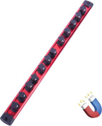 Magnetic Socket Holder Organizer Set:1/2-Inch Drive Socket Trays Socket, 360° Swivel 12 Clips Socket Holder Kit, For Automotive Mechanic Garage (Red)