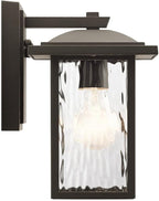 Kichler Capanna 10.25" Outdoor Wall Light in Black, 1-Light Exterior Wall Sconce Porch Light with Clear Water Glass, (10.25" H x 6.5" W), 49924BKT