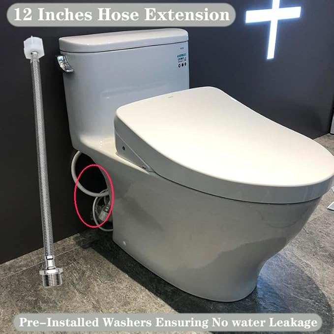 12 Inches Hose Extension - 7/8 Male to 7/8 Female Ballcock,Connector to Toilet Tank,Stops Leaks & Fits Bidet Sprayer/Tank Adapter,Compatible With TOTO Series Washlet