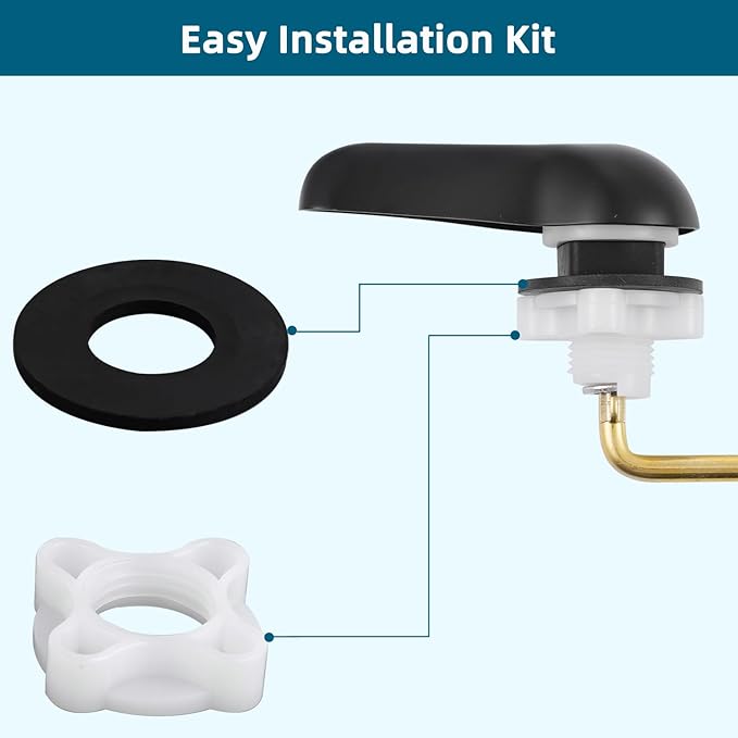 Hygie Rinse 2PCS Universal Metal Toilet Handle Replacement Kit Side Mount Toilet Lever Compatible with TOTO/Glacier Bay/Gerber, Toilet Flush Handle with Flapper Chain, Matteblack