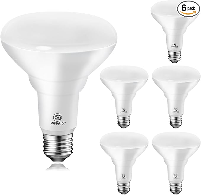 Energetic BR30 Dimmable Indoor LED Flood Light Bulb, 11W=75W, 5000K Daylight, 900LM, Ceiling Light Bulb for Cans, CRI85+, 6-Pack