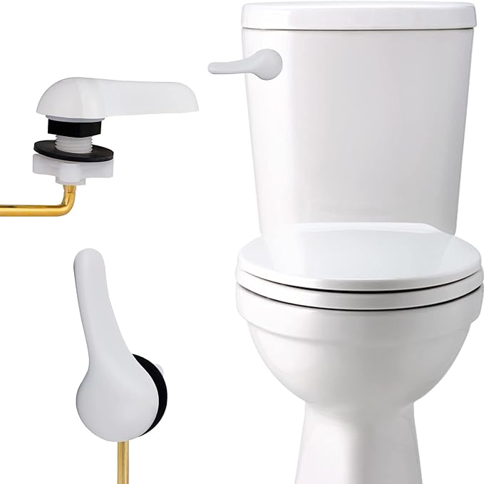 iFealClear 2 Pack Toilet Handle Kit, Universal Front Mount Tank Flush Lever, Solid Brass Trip Lever Fits Most Toilets, White