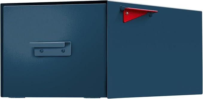 post & porch Malone Mailbox | Post Mounted Mailbox | Black/White/Gray/Brown/Red/Blue/Green, Regular or Large, Weatherproof Mail Box for Outside, Customizable (Blue, Large)