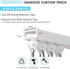 Self Adhesive Ceiling Or Wall Curtain Track No Drill Curtain Rod 8FT/96Inch, No Damage Curtain Track Hangers, For Windows Cabinet Closet Bathroom Shower Curtain (8FT)