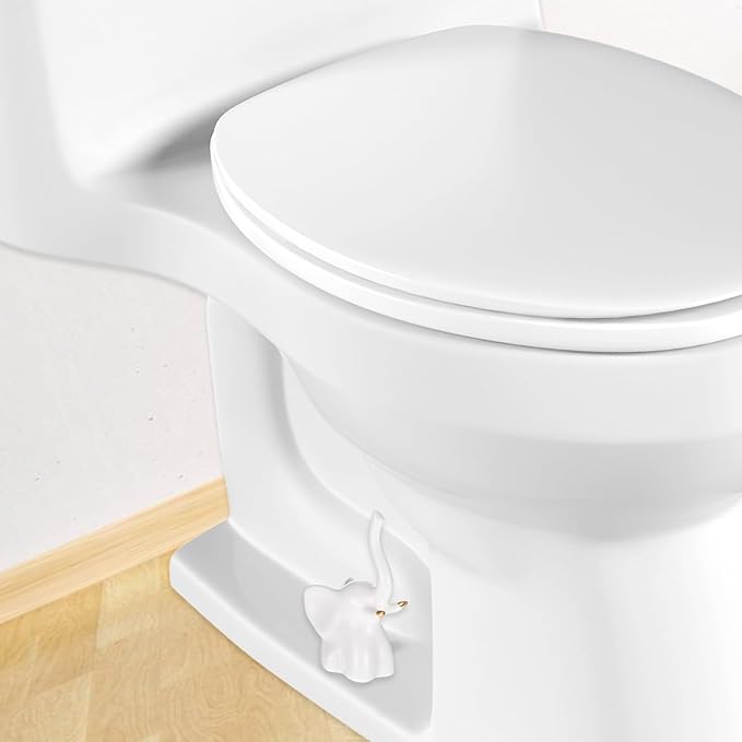 2PCS Toilet Bolt Covers Decorative, Ceramic Toilet Bolt Caps for Bottom Screws,Easy to Install Cute Bathroom Decor, Animal-Shaped Bowl Screw Cover Set Protectors for Modern Home(White, Elephant)