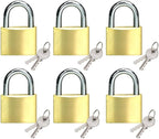 Solid Brass Padlock keyed Different Locks of 6 Pack, Solid Lock with (30mm) Wide Lock Body, Keyed Padlocks for Toolbox, Luggage,School lockers, Backpacks…
