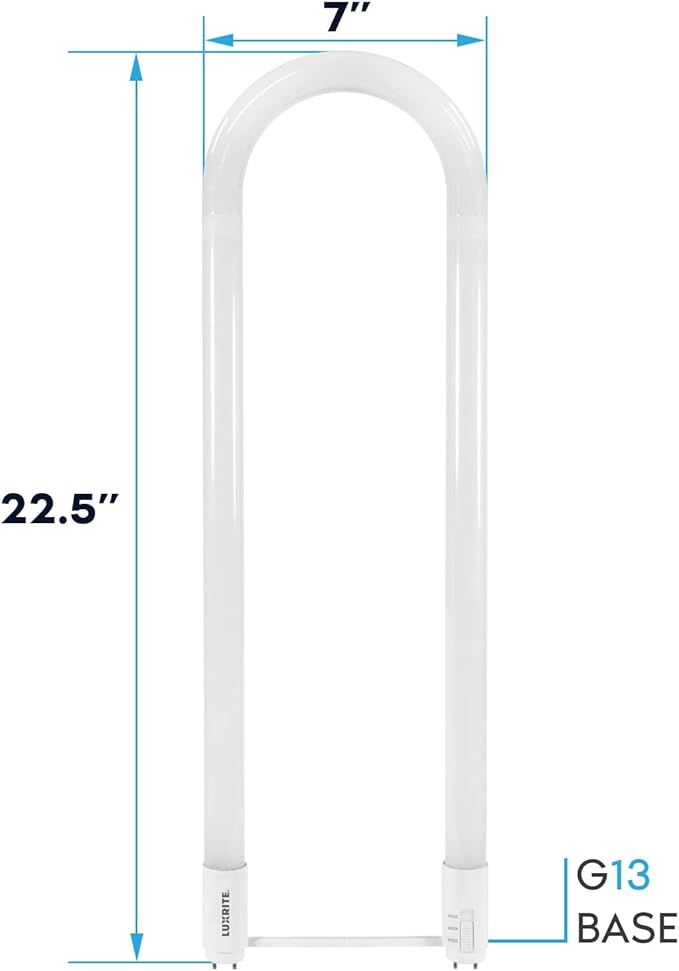 Luxrite U Bend LED Tube Light, T8 T12, 17.5W (32W Equivalent), 3 Colors 3500K | 4000K | 5000K, 2100 Lumens, Fluorescent Light Tube Replacement, Direct or Ballast Bypass, UL Certified, G13 Base, 2-Pack