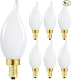 E12 Dimmable LED Bulb 6W Candelabra Bulbs 60 Watt E12 Light Bulbs 2700K Warm White Frosted Chandelier Light Bulbs for Vanity, Bent Tip Small Base Type b Bulbs, 6 Pack