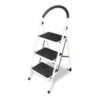 Big RED 3 Step Ladder, Folding Step Stool with Anti-Slip Pedal, Step Ladder 3 Step Folding with Padded Handle for Kitchen, Household, Offices. 400 lb Capacity