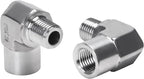 90 Degree Street Elbow - 1/4" NPT Male to 1/4" NPT Female Stainless Steel 304 Heavy Duty Forged Barstock Street Elbow Adapter Pipe Fitting (pack of 2)
