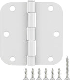 12 Pack Interior 3.5" Door Hinges for Doors 3 1/2 Inch White Matte Rounded 5/8" Noise Free Flat Residential Standard Hinge for Study Spare/Play/Lounge/Bed Room,Walk-in Closet,DIY Table,Celler,Balcony