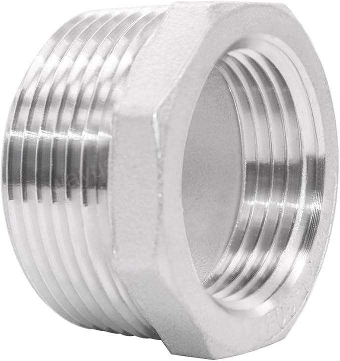 Joywayus Stainless Steel Hex Head Bushing Reducer Pipe Fitting 1-1/4 NPT Male × 1 NPT Female (Pack of 2)