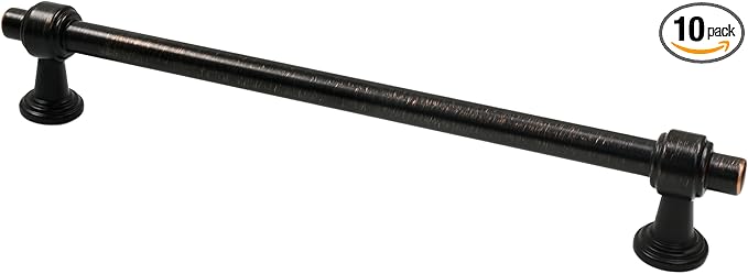 Alzassbg 10 Pack Oil Rubbed Bronze Cabinet Pulls, 7-1/2 Inch(192mm) Hole Centers Cabinet Handles Kitchen Hardware Straight Bar for Cabinets and Drawer AL3505ORB