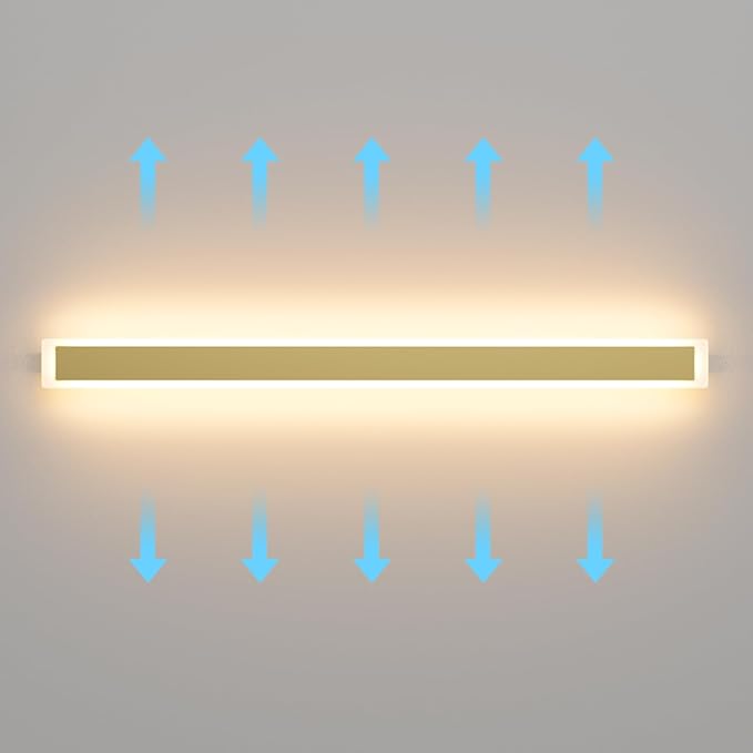 Outdoor Lights 2 Pack,Modern Outdoor Wall Light Fixture Long Strip LED Wall Sconce IP65 Anti Rust Warm Light 3000K Gold Exterior Wall Mount Lights for Entrance, Hallway, Garage, Porch