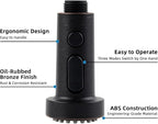 Hibbent Pull Down Kitchen Faucet Head Replacement, 3 Function Sink Faucet Sprayer Head Nozzle with 15 Adapters, Compatible with Moen, American Standard, Delta, Kohler Faucets,Oil Rubbed Bronze
