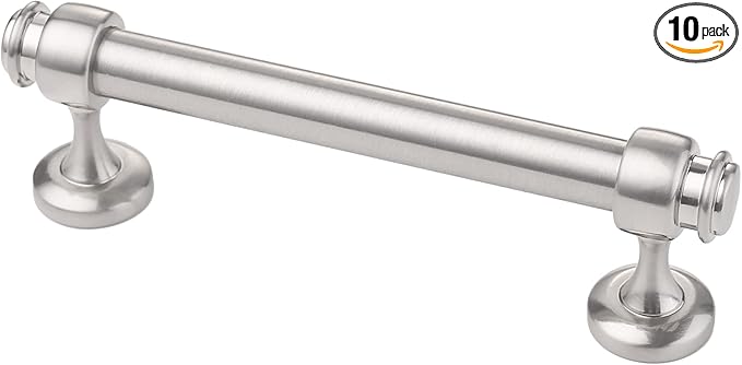 Alzassbg 10 Pack Brushed Satin Nickel Cabinet Pulls, 4 Inch(102mm) Hole Centers Cabinet Handles Kitchen Hardware Straight Bar for Cabinets and Drawer AL3082SN