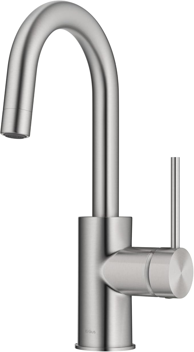 KRAUS Spot Free Oletto Single Handle Kitchen Bar Faucet in All-Brite Stainless Steel Finish, KPF-2600SFS (Pack of 1)