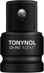 Impact Socket Adapter 1/2" F to 1" M,Cr-Mo Steel, Enhances Impact Driver Conversions, For Auto and Construction Use.
