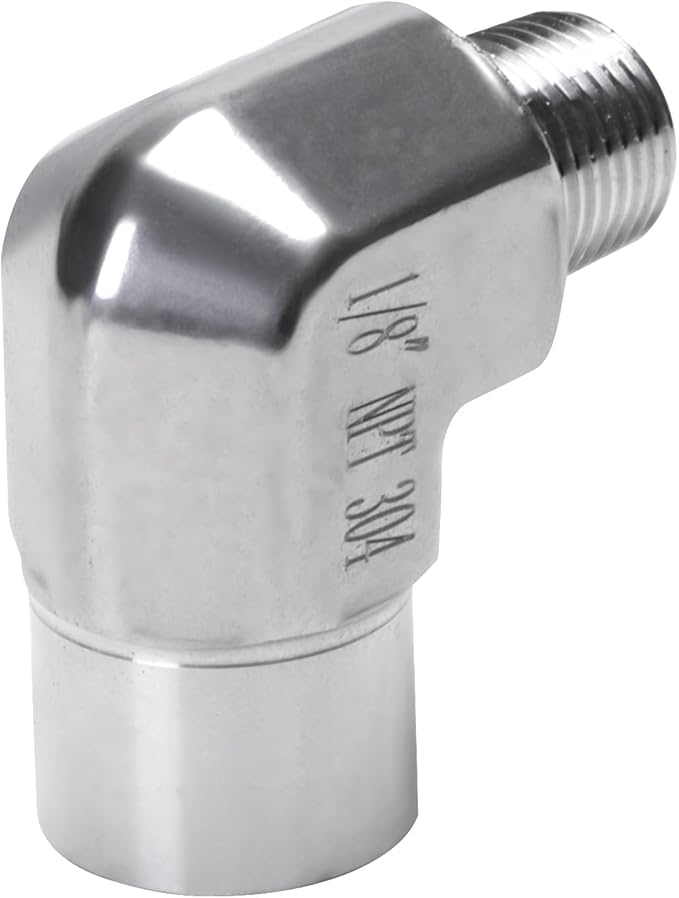 90 Degree Street Elbow - 1/8" NPT Male to 1/8" NPT Female Stainless Steel 304 Heavy Duty Forged Barstock Street Elbow Adapter Pipe Fitting (pack of 2)