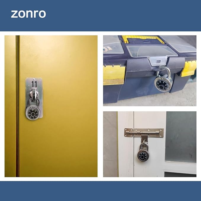 ZonRo Locks Combination Padlock, Fixed Dial Combination Padlock 24 Pack,3 Digit Code Standard Dial Combination, 2 in Wide. 3 in Height, Black Turntable, Lock for Gym & Locker, School, Toolbox