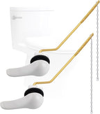 Hygie Rinse 2PCS Universal Metal Toilet Handle Replacement Kit Side Mount Toilet Lever Compatible with TOTO/Glacier Bay/Gerber, Toilet Flush Handle with Flapper Chain, White