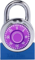 Combination Padlocks with Metal Body, Indoor Use for Gym Lockers & School Locker, ‌Purple, 8-Pack