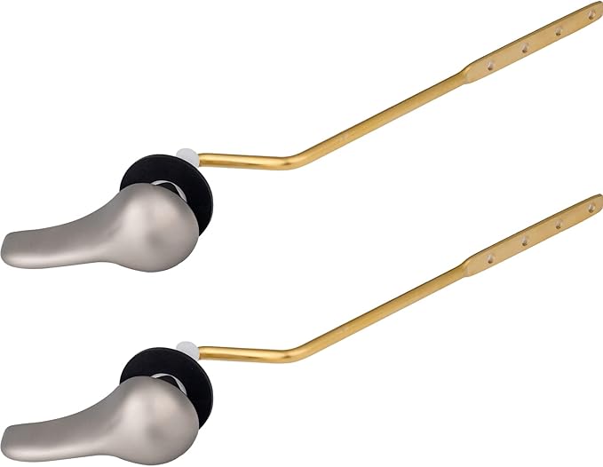 iFealClear 2 Pack Universal Brass Toilet Handle Replacement Kit, Side/Angle Mount Toilet Tank Flush Lever with Lock Nut, Fit Most, Brushed Nickel