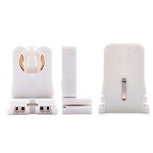 JACKYLED 50Pcs of UL Listed Non-shunted T8 Lamp Holder Socket Tombstone for LED Fluorescent Tube Replacements Turn-Type Lampholder, Medium Bi-pin Socket for Programmed Start Ballasts Standard Profile