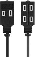 Cmple - 3-Outlet Extension Power Cord 2 Prong Outlet Extender Cable 13 Amps, 125V, Household for Indoor Use with Protective Outlet Cover - 6 Feet, Black