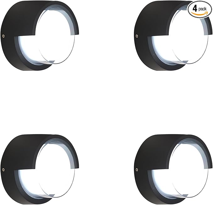 Patio Wall Light 4 Pack 12W Outside Wall sconces 6500K Cold Lights Outdoor Wall Light Modern Wall Porch Light Outdoor Light Fixture